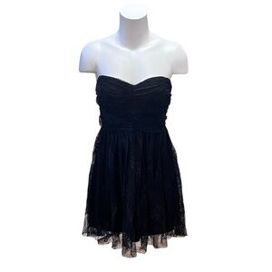 Forever 21 Fit & Flare Black Lace Strapless Dress Medium